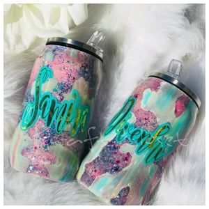 Geode Inspired Custom glitter stainless steel can